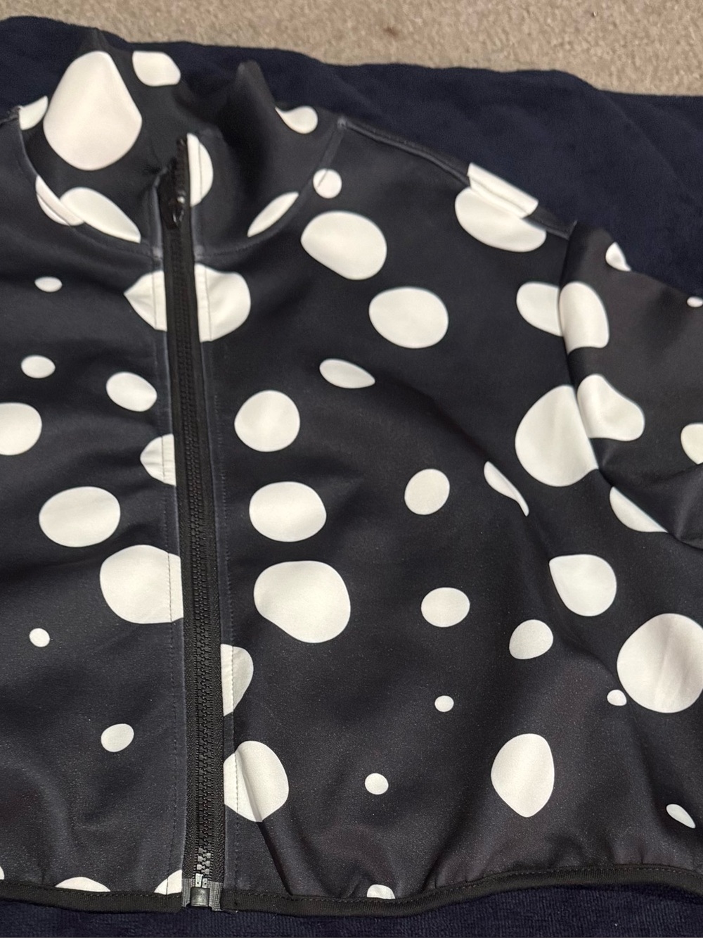 Black and Light Pink Polka Dot Zip-Front Women's Blazer